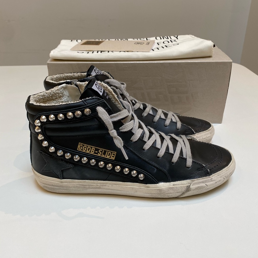 Golden Goose Studded Slide Sneaker in Black sz 40 NIB - Picture 2 of 10